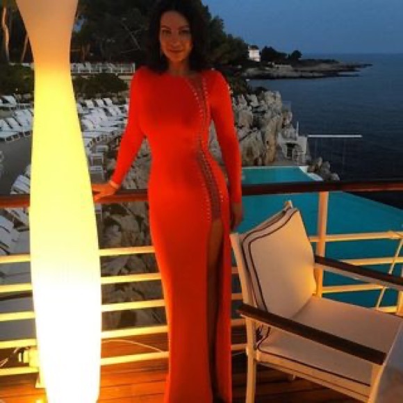 Emilio Pucci Dresses & Skirts - Emilio Pucci Side Chain Link Maxi Dress in Coral Viscose